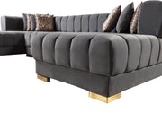 Ariana Gray Velvet Double Chaise Sectional [ETA: 3/10] - ARIANAGRAY-SEC