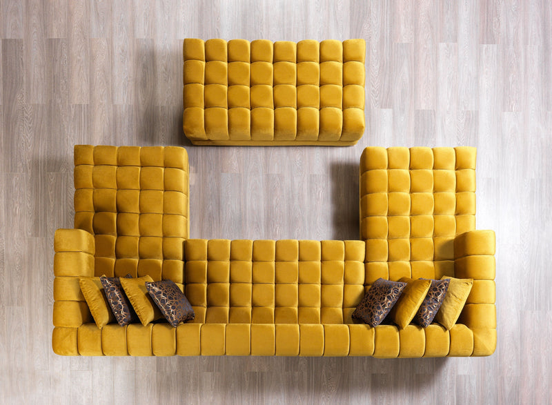 Ariana Mustard Velvet Double Chaise Sectional - Gate FurnitureSectional