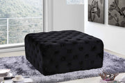 Ariel Velvet Upholstered Ottoman in Black - 123Black