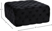 Ariel Velvet Upholstered Ottoman in Black - 123Black