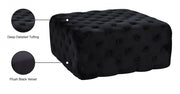 Ariel Velvet Upholstered Ottoman in Black - 123Black
