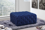 Ariel Velvet Upholstered Ottoman in Blue - 123Navy