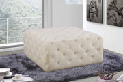 Ariel Velvet Upholstered Ottoman in Cream - 123Cream