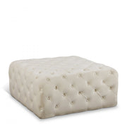 Ariel Velvet Upholstered Ottoman in Cream - 123Cream