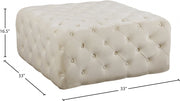 Ariel Velvet Upholstered Ottoman in Cream - 123Cream