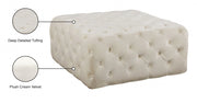 Ariel Velvet Upholstered Ottoman in Cream - 123Cream