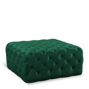 Ariel Velvet Upholstered Ottoman in Green - 123Green