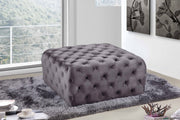 Ariel Velvet Upholstered Ottoman in Grey - 123Grey