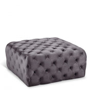 Ariel Velvet Upholstered Ottoman in Grey - 123Grey