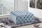 Ariel Velvet Upholstered Ottoman in Light Blue - 123SkyBlu