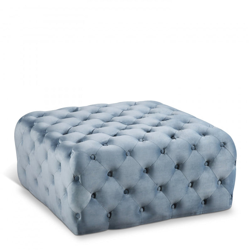 Ariel Velvet Upholstered Ottoman in Light Blue - 123SkyBlu