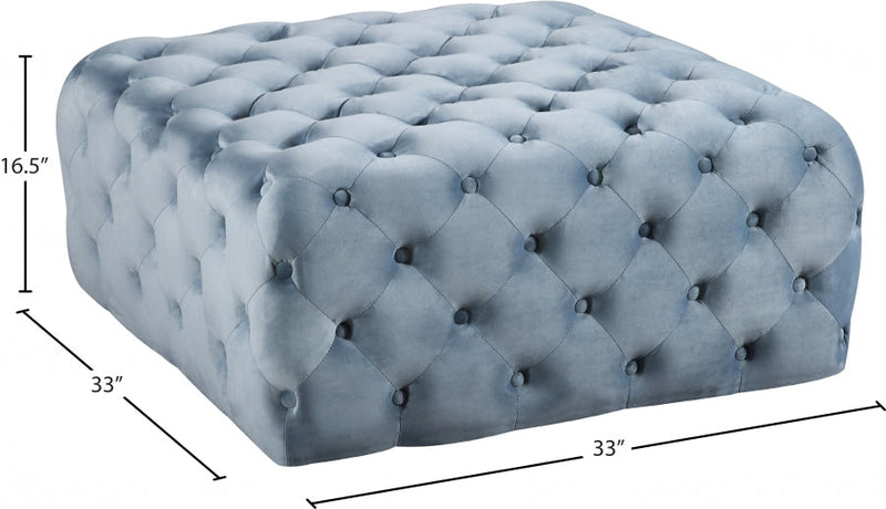 Ariel Velvet Upholstered Ottoman in Light Blue - 123SkyBlu