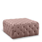 Ariel Velvet Upholstered Ottoman in Pink - 123Pink