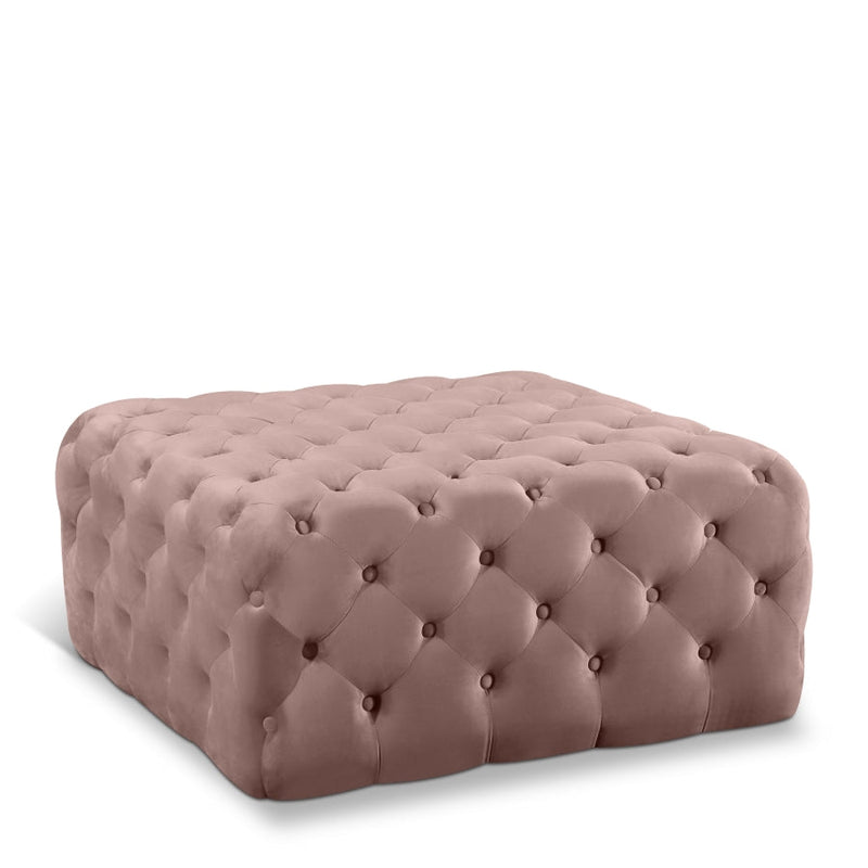 Ariel Velvet Upholstered Ottoman in Pink - 123Pink