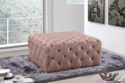 Ariel Velvet Upholstered Ottoman in Pink - 123Pink