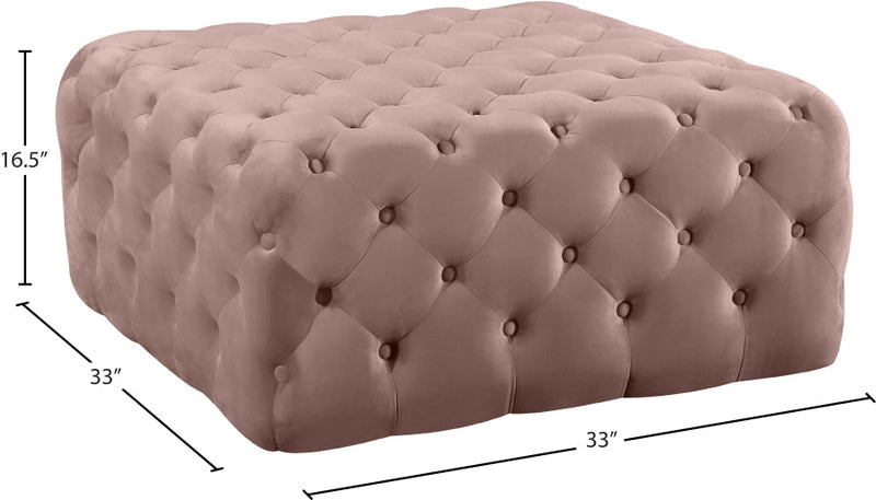Ariel Velvet Upholstered Ottoman in Pink - 123Pink