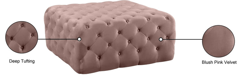 Ariel Velvet Upholstered Ottoman in Pink - 123Pink