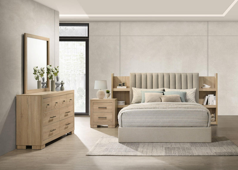 Arielle 4-piece Eastern King Bedroom Set Light Oak - 223111KE-S4