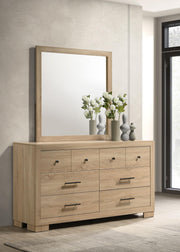 Arielle 6-drawer Bedroom Dresser with Mirror Light Oak - 223113M