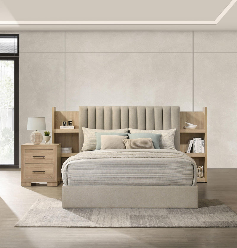 Arielle Queen Bookcase Panel Storage Bed Light Oak - 223111Q