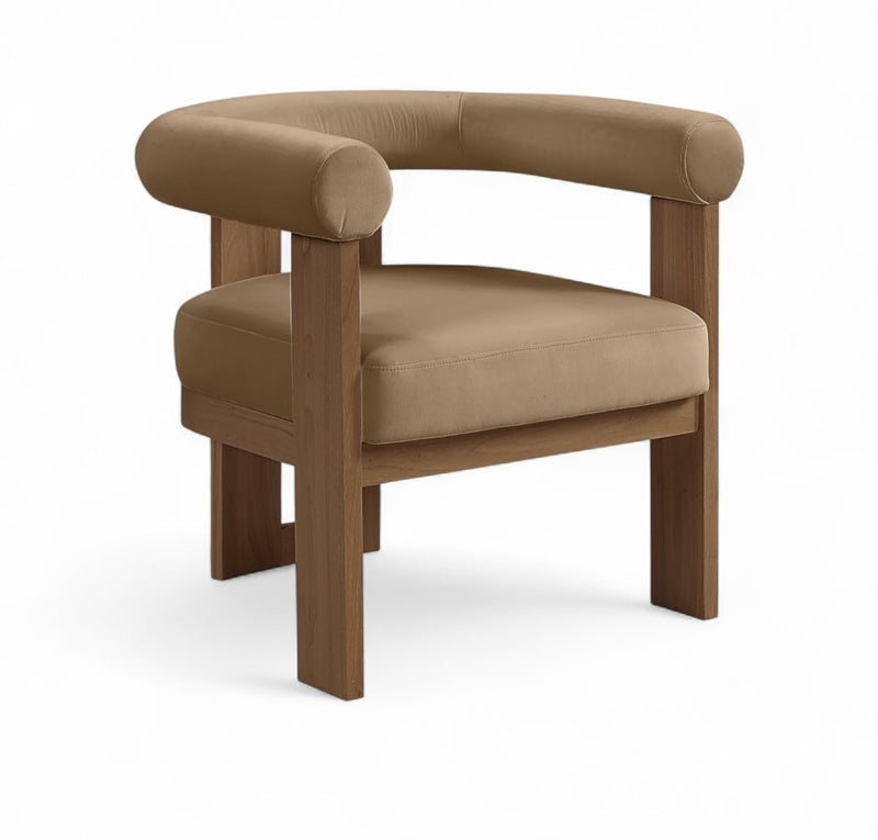 Arienzo Velvet Performance Fabric Upholstered Chair in Beige - 33016Beige