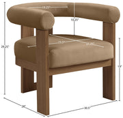 Arienzo Velvet Performance Fabric Upholstered Chair in Beige - 33016Beige