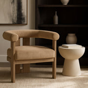 Arienzo Velvet Performance Fabric Upholstered Chair in Beige - 33016Beige