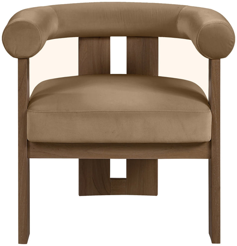 Arienzo Velvet Performance Fabric Upholstered Chair in Beige - 33016Beige