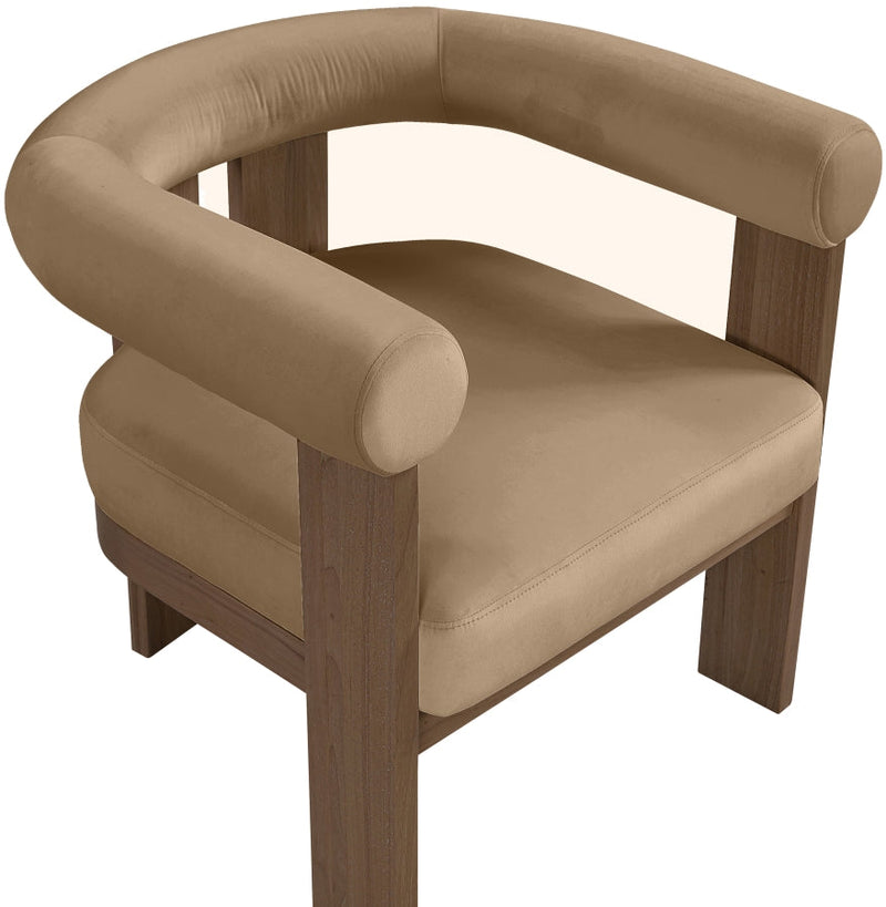 Arienzo Velvet Performance Fabric Upholstered Chair in Beige - 33016Beige