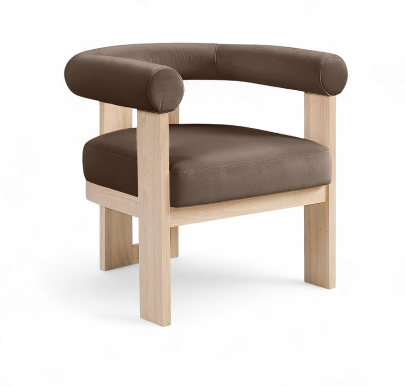 Arienzo Velvet Performance Fabric Upholstered Chair in Brown - 33017Brown