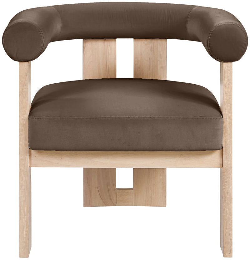 Arienzo Velvet Performance Fabric Upholstered Chair in Brown - 33017Brown