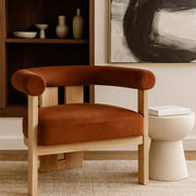 Arienzo Velvet Performance Fabric Upholstered Chair in Cognac - 33017Cognac