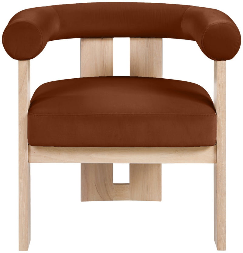 Arienzo Velvet Performance Fabric Upholstered Chair in Cognac - 33017Cognac