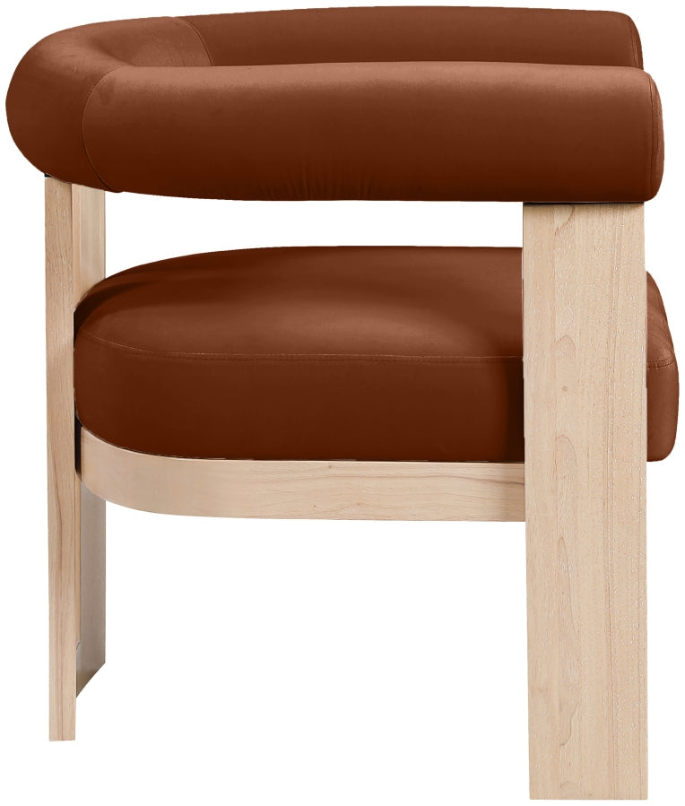 Arienzo Velvet Performance Fabric Upholstered Chair in Cognac - 33017Cognac