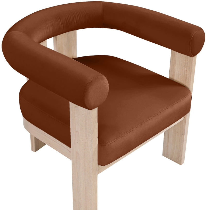 Arienzo Velvet Performance Fabric Upholstered Chair in Cognac - 33017Cognac
