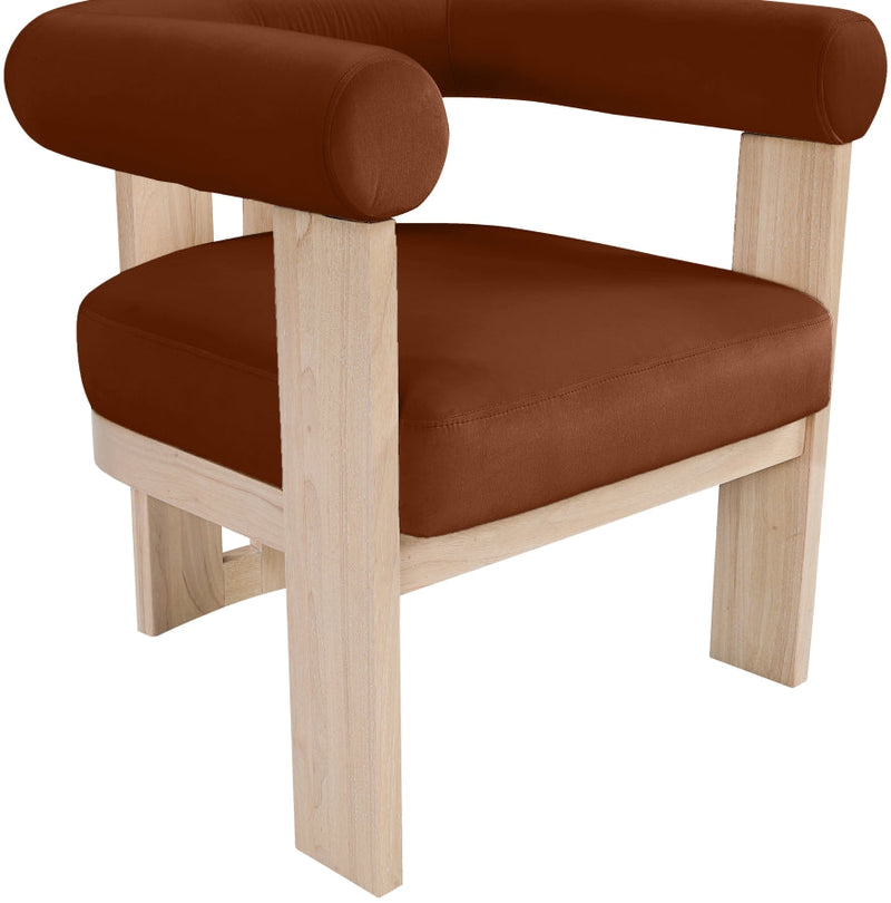 Arienzo Velvet Performance Fabric Upholstered Chair in Cognac - 33017Cognac