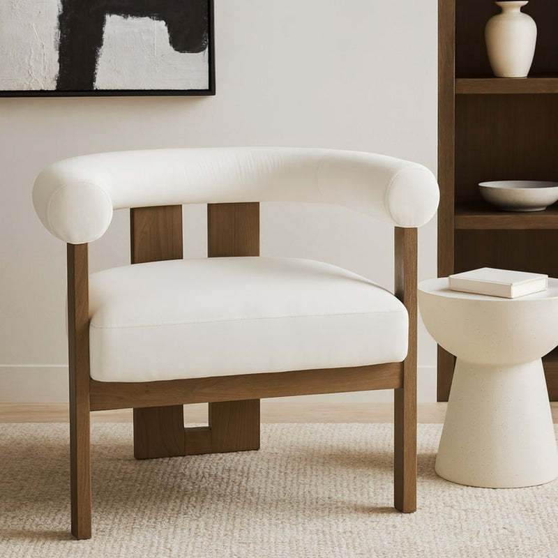 Arienzo Velvet Performance Fabric Upholstered Chair in Cream - 33016Cream