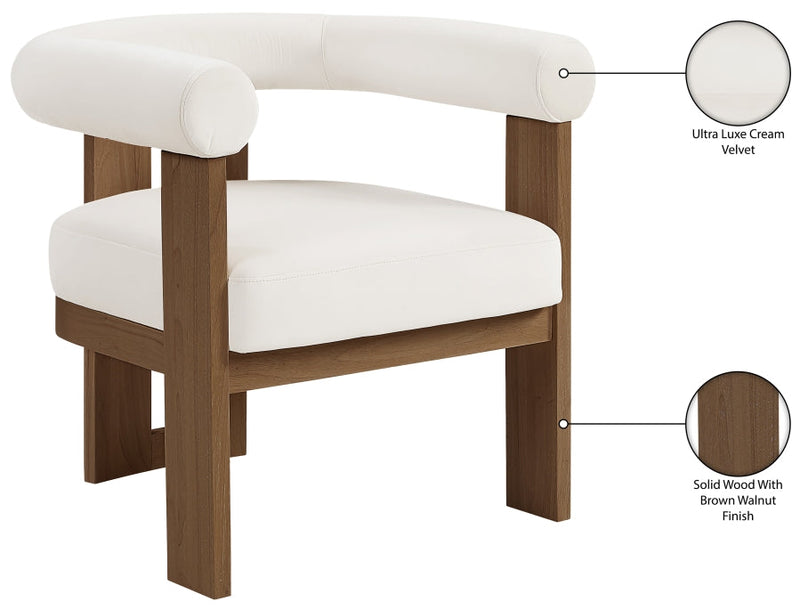 Arienzo Velvet Performance Fabric Upholstered Chair in Cream - 33016Cream