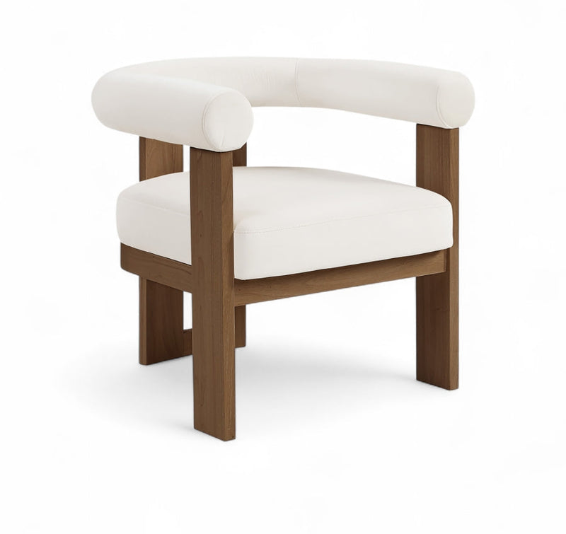 Arienzo Velvet Performance Fabric Upholstered Chair in Cream - 33016Cream