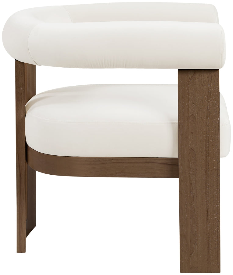 Arienzo Velvet Performance Fabric Upholstered Chair in Cream - 33016Cream