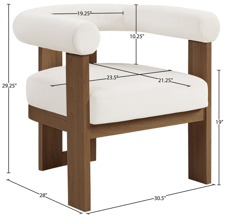 Arienzo Velvet Performance Fabric Upholstered Chair in Cream - 33016Cream