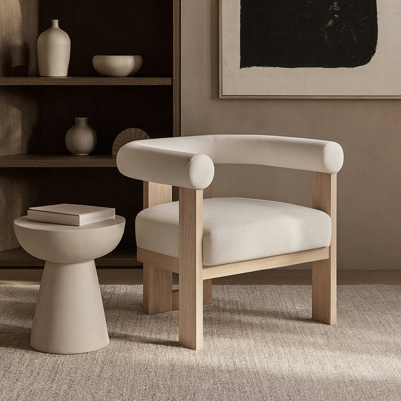 Arienzo Velvet Performance Fabric Upholstered Chair in Cream - 33017Cream