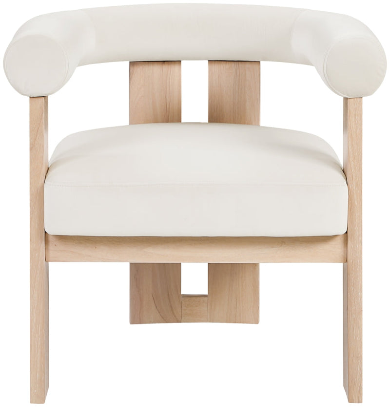 Arienzo Velvet Performance Fabric Upholstered Chair in Cream - 33017Cream