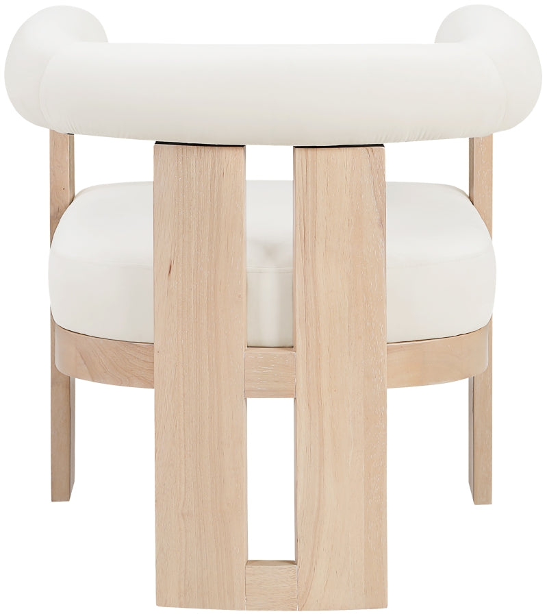 Arienzo Velvet Performance Fabric Upholstered Chair in Cream - 33017Cream