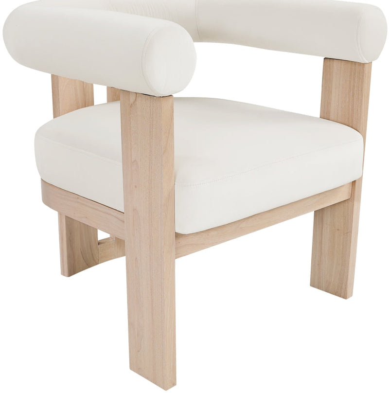 Arienzo Velvet Performance Fabric Upholstered Chair in Cream - 33017Cream