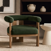 Arienzo Velvet Performance Fabric Upholstered Chair in Green - 33016Green
