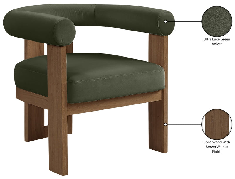 Arienzo Velvet Performance Fabric Upholstered Chair in Green - 33016Green
