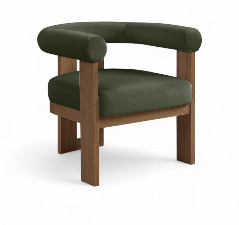 Arienzo Velvet Performance Fabric Upholstered Chair in Green - 33016Green