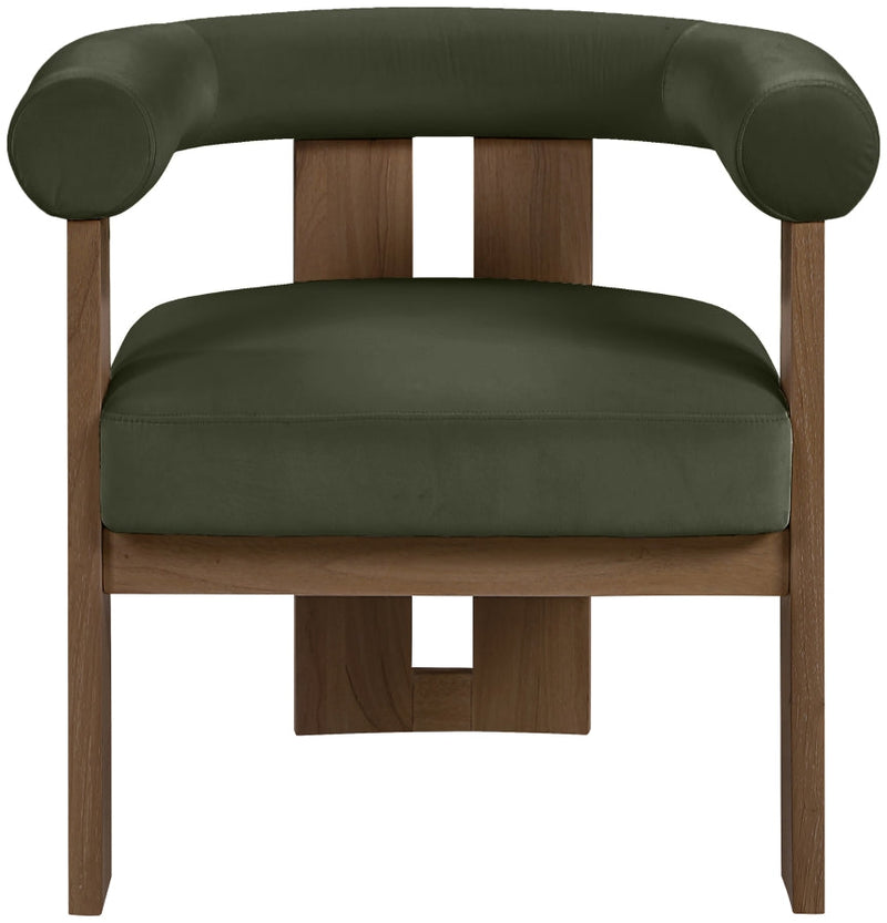 Arienzo Velvet Performance Fabric Upholstered Chair in Green - 33016Green