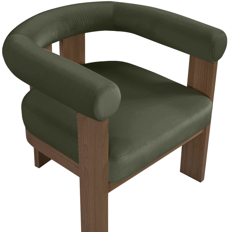 Arienzo Velvet Performance Fabric Upholstered Chair in Green - 33016Green